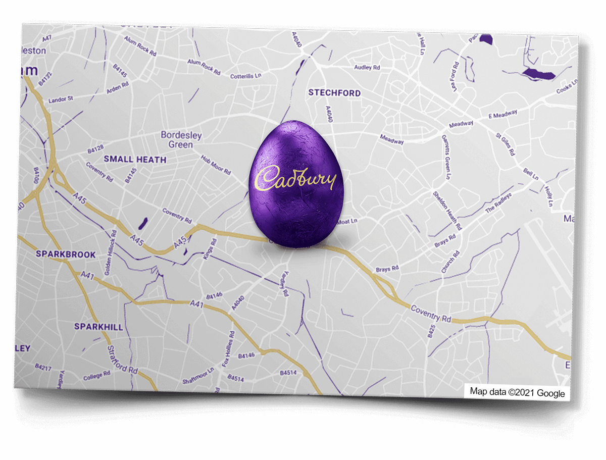 Cadbury egg on a map